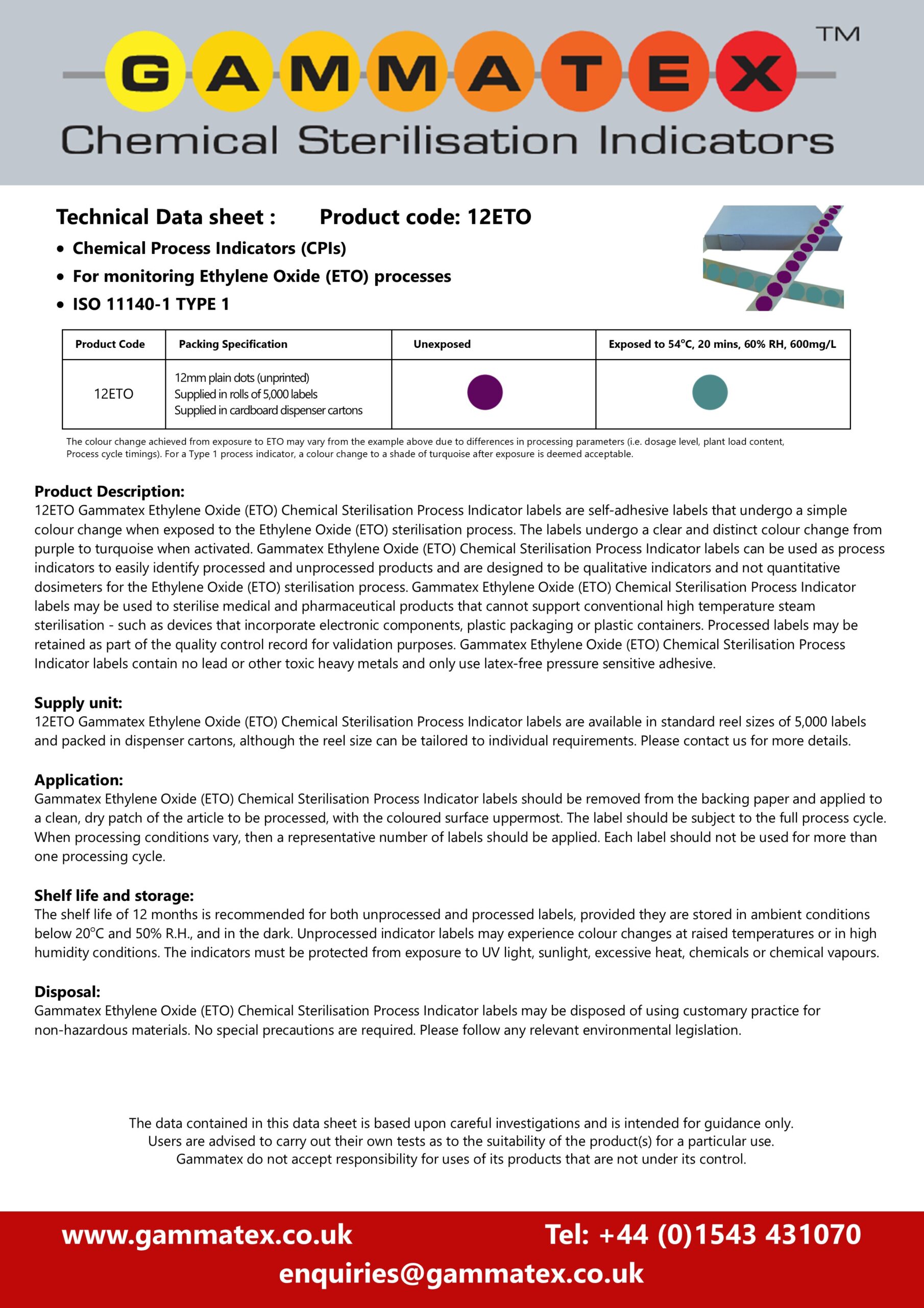 Gammatex 12ETO Dots Technical Data Sheet - December 2025